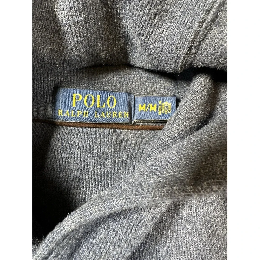 POLO Ralph Lauren Sweater Mens Gray Large 100% Cotton‎ 2 Button Collar Neck